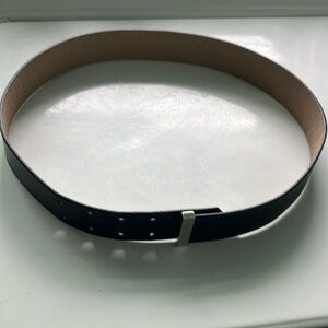 Black Leather Belt with Silver Buckle ann Taylor medium leather women’s